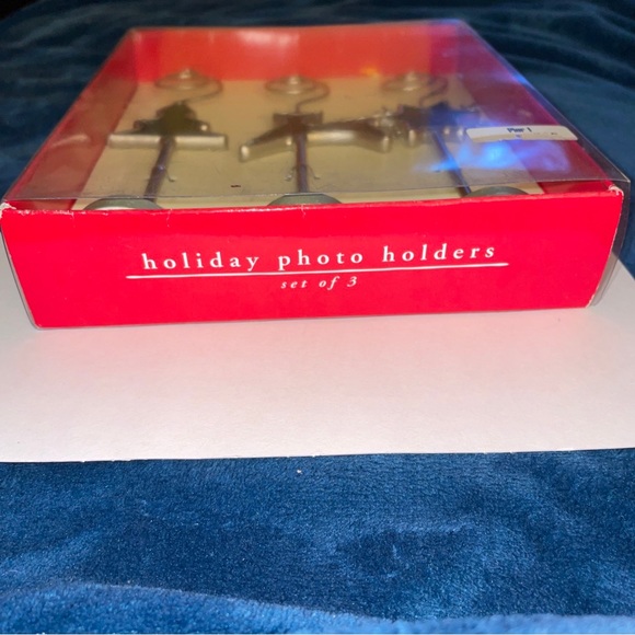 Pier 1 Imports Decorative Christmas Spiral Holiday 3 Photo Holders in Box - Picture 3 of 4